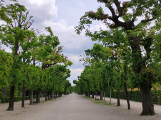 palace gardens in spring green colors