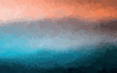 brush contour waves blue turquoise peach orange left topography map wall mural blurred abstract backdrop © zdesignworks