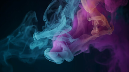 Fototapeta premium Fumaça com brilho. Pintar água. Energia de meditação. Cor roxa azul rosa brilhante partículas cintilantes vapor flutuando fundo de arte abstrata