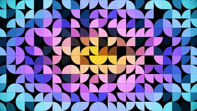 2D animation of quarter circle pattern with opacity effects on white background, perfect animation for web sites and presentations, 4K abstract live wallpaper