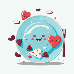 Fototapeta premium vector cute plate cartoon style