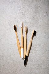 Natural bamboo toothbrushes The concept of without plastic waste