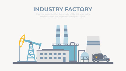 Fototapeta premium Industrial factory. Modern plant. Production with hazardous waste. Vector illustration.