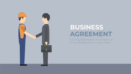 People shaking hands. Construction worker and businessman handshake. Business deal concept vector.