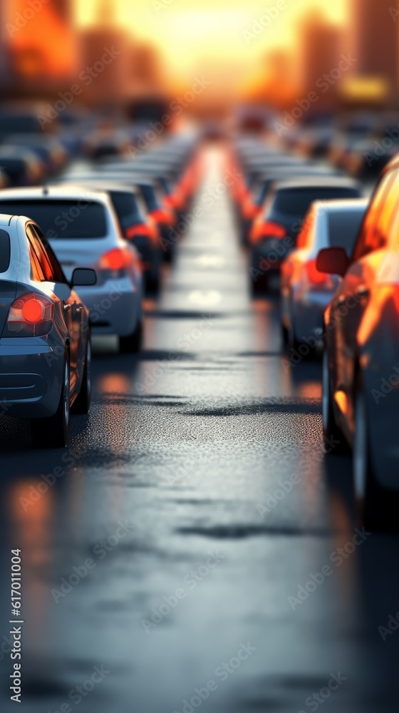 Poster abstract background with blurred traffic on the road. generative ai