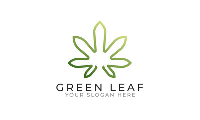 Cannabis weed leaf outline logo farm vector design