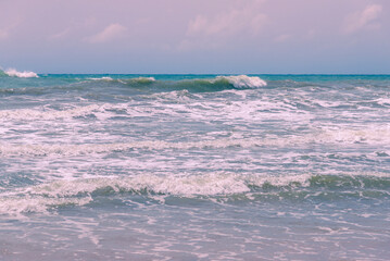 Beach sea sunset or sunrise with colorful of sky and cloud with sunlight