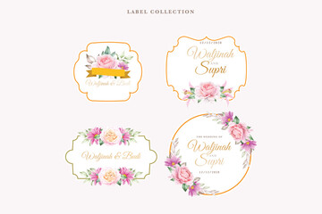 beautiful floral label in soft style