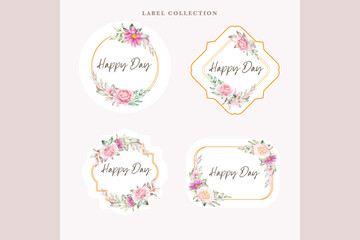 beautiful floral label in soft style