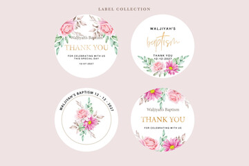 beautiful floral label in soft style