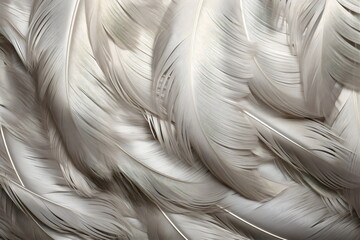 close up photo of white gray feathers as background texture, made with generative ai