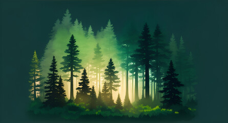forest in the night, AI generated
