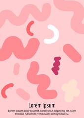 Abstract Minimal Vector Background in Trendy Doodle Style.   Vibrant Graphic Print with Dynamic Lines and Geometric Shapes.  Set of Vivid Poster 80s - 90s Design for Landing Page, Cover, Brochure.