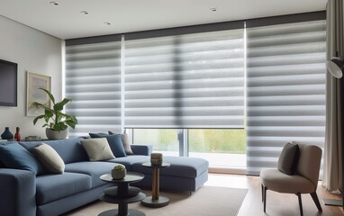 Modern living room with window. AI, Generative AI