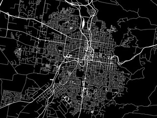 Vector road map of the city of  Toowoomba in the Australia with white roads on a black background.