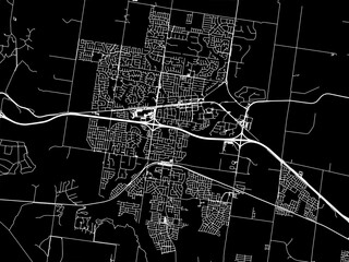 Vector road map of the city of  Melton in the Australia with white roads on a black background.