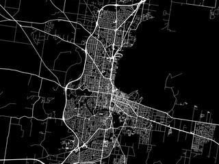 Vector road map of the city of  Geelong in the Australia with white roads on a black background.