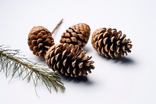Illustration of pine cones close-up on a white background.
