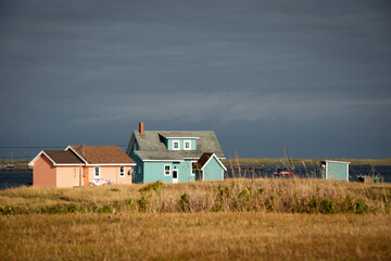 Colorful houses in magdalen island in Canada - 617017085