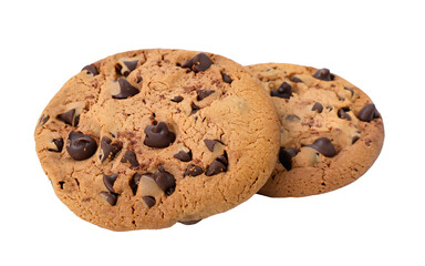 Chocolate chip cookie isolated on white and transparent background, png