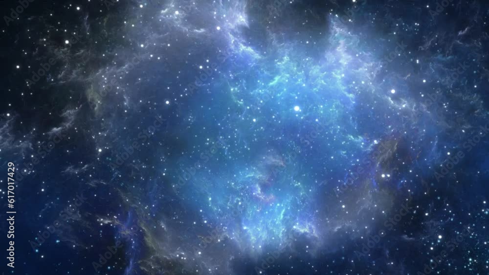 Wall mural journey through blue luminous galaxies. exploring the vast cosmos. investigating milky way and unive