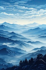 Majestic mountain peaks style Background - Minimalistic mountain silhouette in the style of high landscape Backdrop created with Generative AI Technology