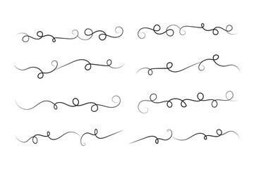 Vintage Filigree Swirls, calligraphy font style Decorative Elements, Text Ornaments curly thin line swings swashes, Flourishes Swirls, text divider, flourish Swirl ornament stroke, scroll design

