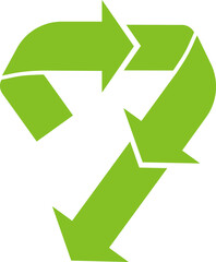 Light green downcycle symbol. Waste management concept.