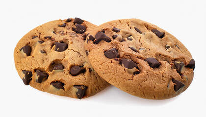 Chocolate chip cookies isolated on white background