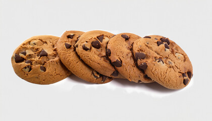Chocolate chip cookies isolated on white background