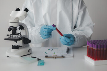 Laboratory is used for scientific research to examine and research blood obtained by sampling...