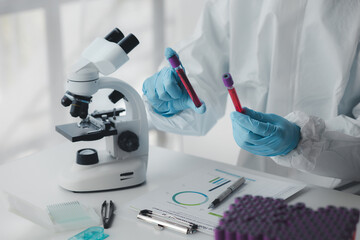 Laboratory is used for scientific research to examine and research blood obtained by sampling...