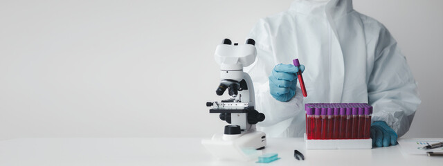 Laboratory is used for scientific research to examine and research blood obtained by sampling of...