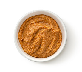 Fish pate isolated on white background, top view