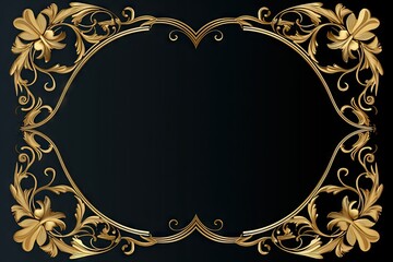 Vintage inspired Golden Frame on a Black Background Isolated. Generative AI illustrations