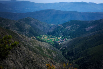 Top view of a village in the mountains of northern Portugal
