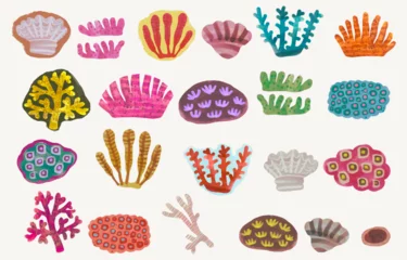 Meubelstickers Coral reef. watercolor painting vector illustration. sea and summer. © Jorm Sangsorn