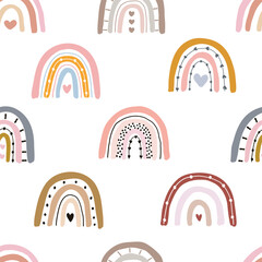 cartoon, rainbow, cute, hand-drawn, flat style, seamless pattern, background, illustration, fun, playful, childish, character, colorful, joyful, happy, whimsical, animals, children, fantasy, nature, v