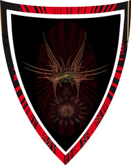 Demon Baphomet, skull and crossbones. Coat of arms, emblem, shield, tattoo design