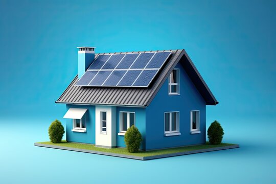 Photovoltaic solar panels on rooftop, Green energy renewable concept, ESG 2050 net zero carbon neutrality goals