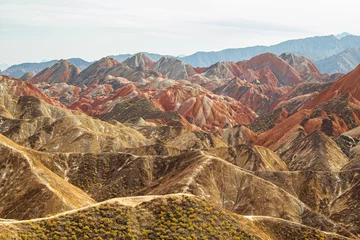Photo sur Plexiglas Zhangye Danxia Aerial view of Colorful mountains of the Zhangye Danxia Geopark, China