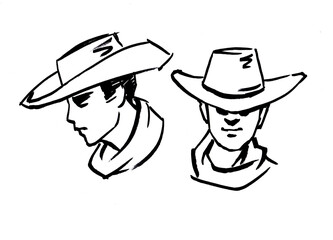 cowboy illustration pen drawing for card illustration decoration