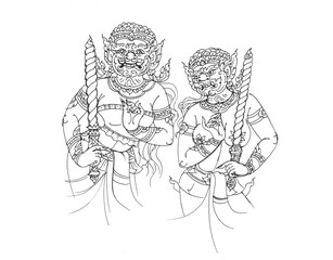 drawing of devil pen drawing for card decoration illustration 