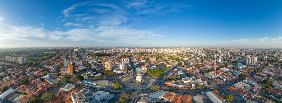 ampinas, Sao Paulo, Brazil. June 23, 2023. Aerial image of the Torre do Castelo monument. Iconic water castle with observatory and 360-degree views, plus a small historical museum.