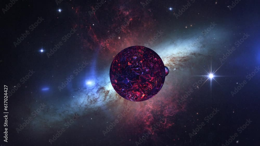 Aufkleber abstract outer space view unidentified alien planet with the magnificent starburst galaxy m82 in dis
