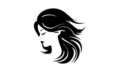 Head of beautiful woman shape isolated illustration with black and white style for template.