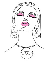 model girl portrait face lips beauty jewelry