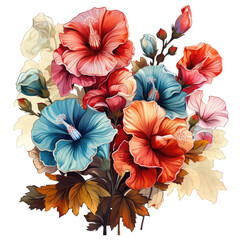Vibrant Colourful Hollyhock Flower Seeds - Perfect for Garden Decoration isolated on transparent background png