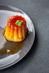 flan sweet dessert caramel taste  meal food snack on the table copy space food background rustic top view