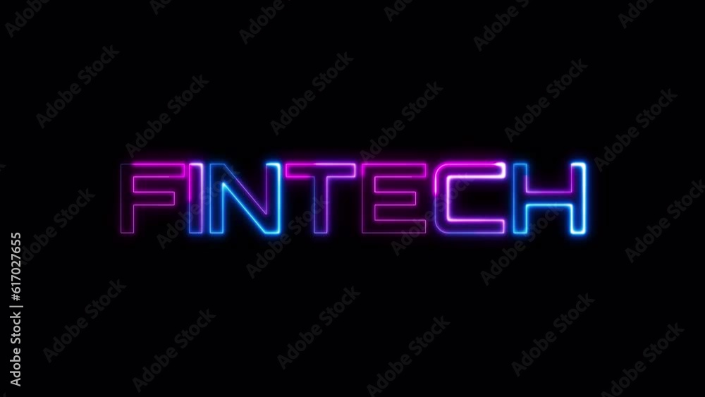 Poster loop fintech blue pink neon text effect illustration on black background. element for isolated trans